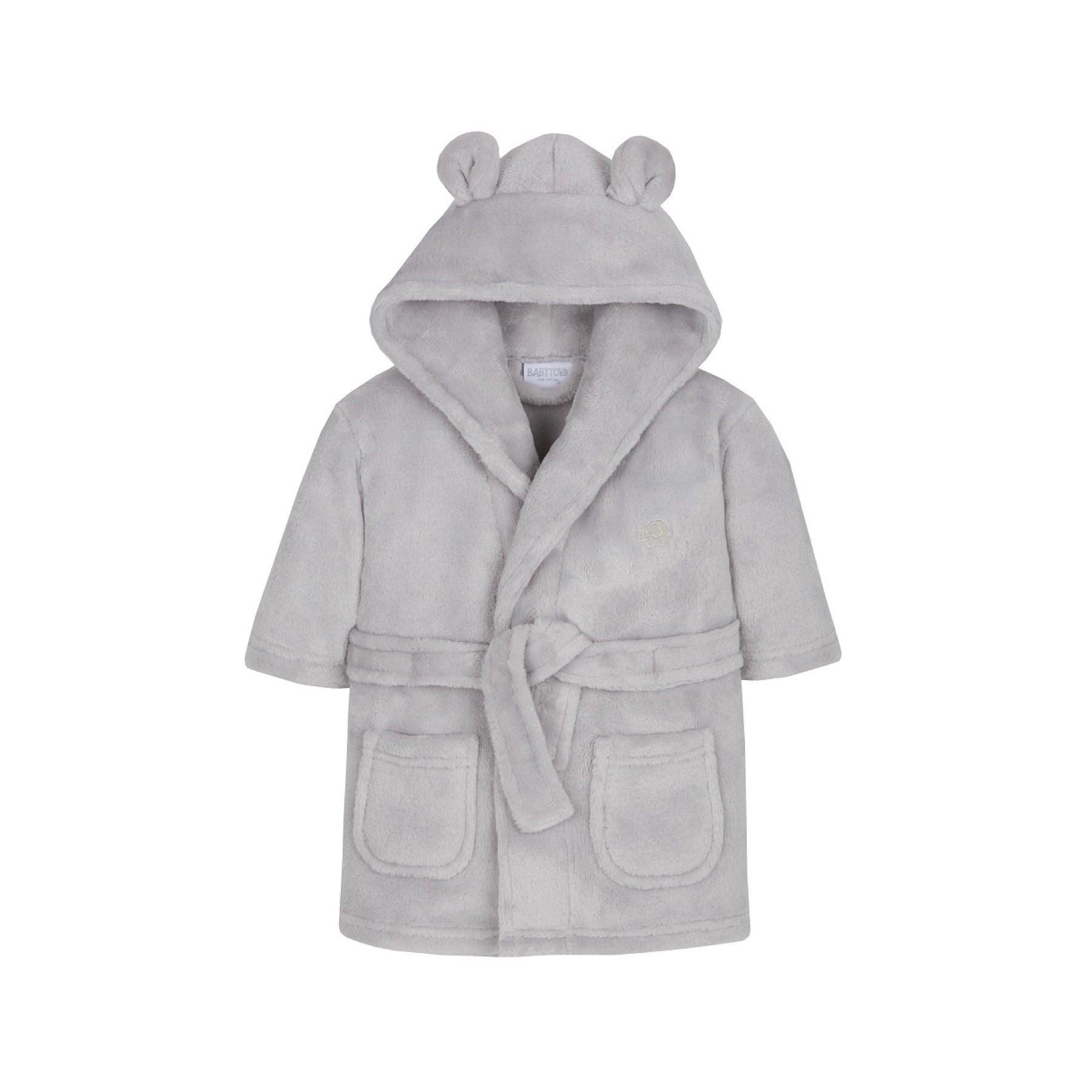 Hooded bear ear fleece grey dressing gown 0 24 months